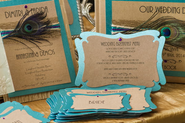 Blue backed wedding stationery