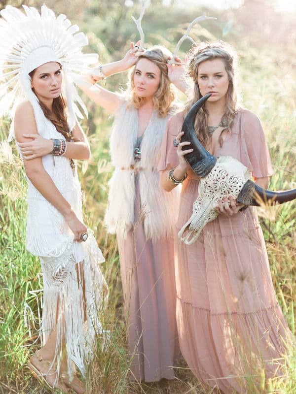 Three Bohemian bridesmaids