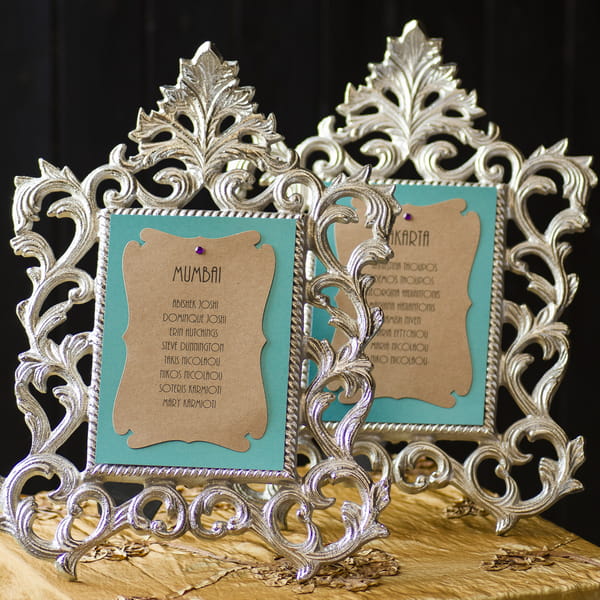 Wedding seating plan in frames