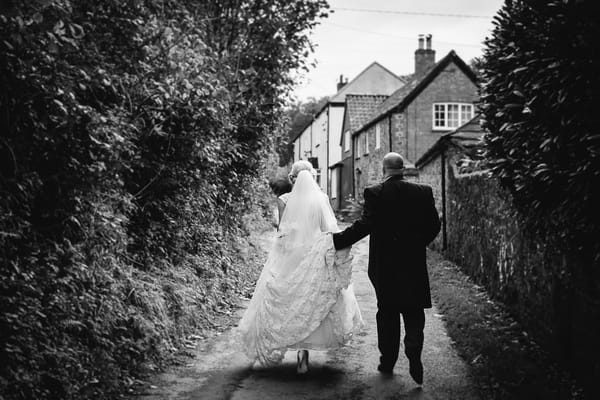 Bride and groom walking