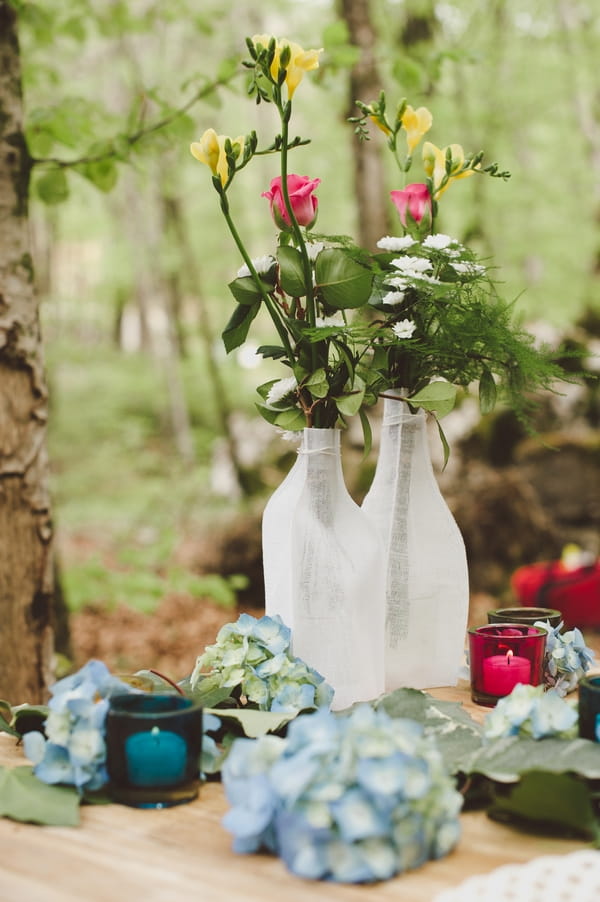 Bottles of flowers