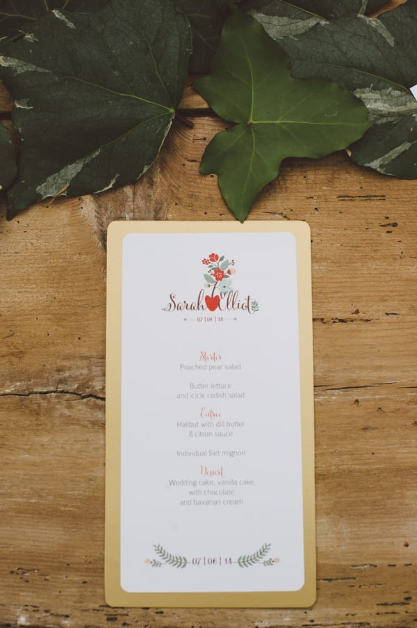 Wedding menu