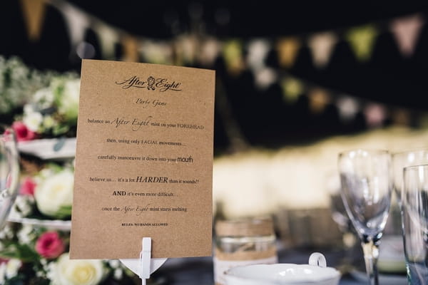 Vintage style wedding game instructions