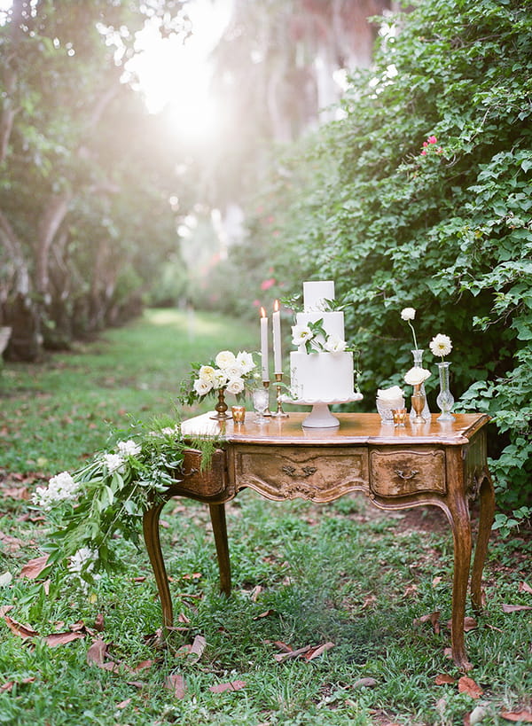 Dresser with wedding cake