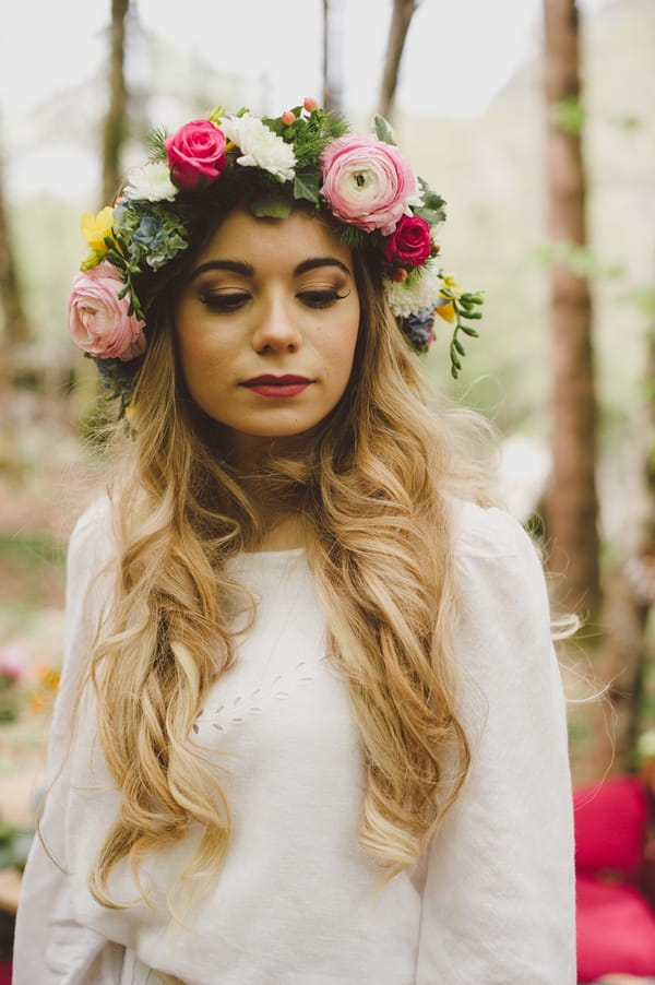 Boho bride with flower crown