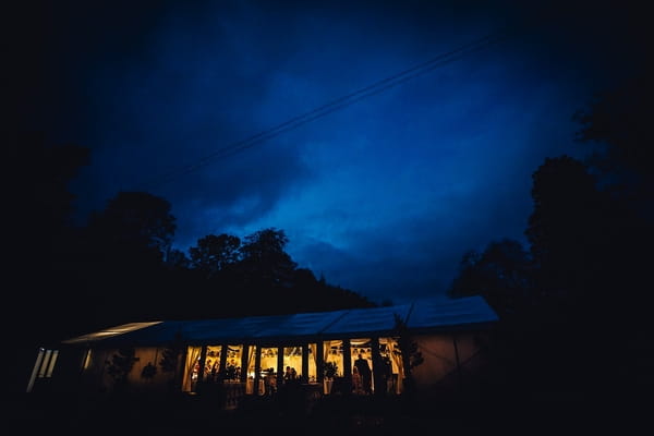 Wedding marquee at night