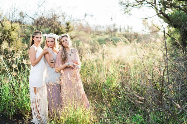 Three bohemian style bridesmaids