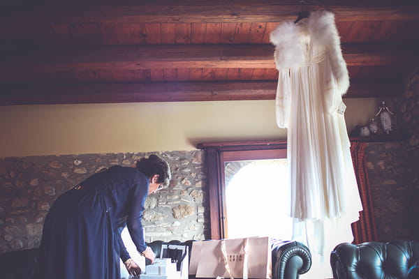 Wedding dress hanging