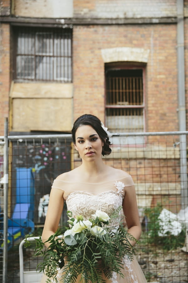 Bride holding wedding bouquet