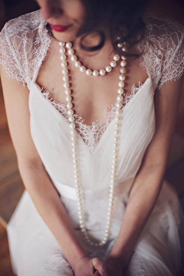 Bride with pearl necklace