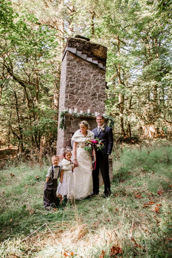 Bride, groom, flower girl and pageboy