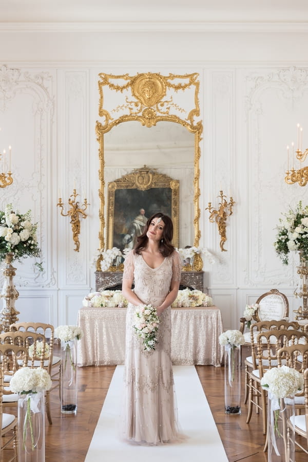 Bride in White Room at Waddesdon Manor