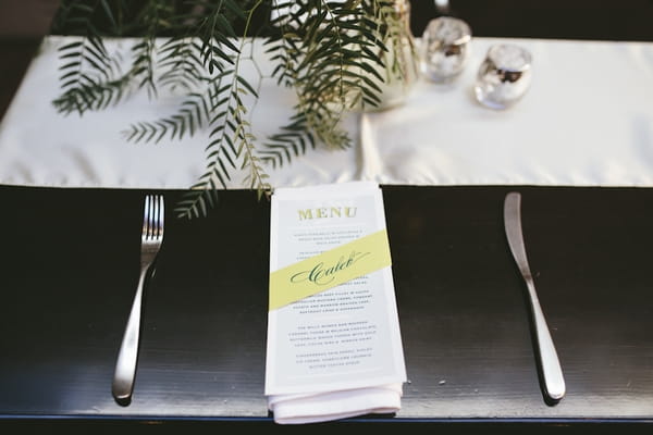 Menu on wedding table