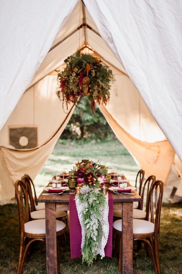 Wedding table under tent