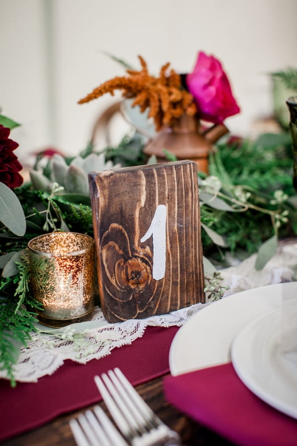 Wooden wedding table number