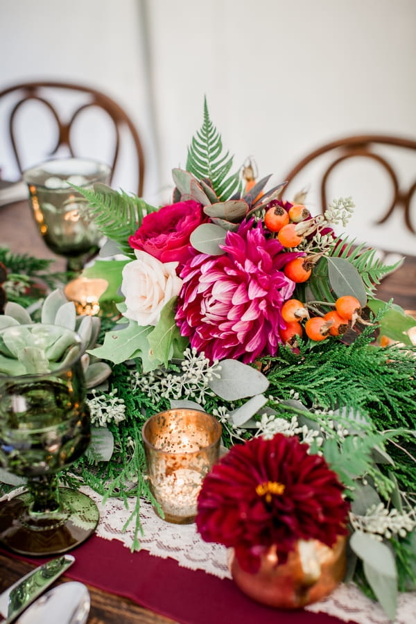 Flowers on wedding table