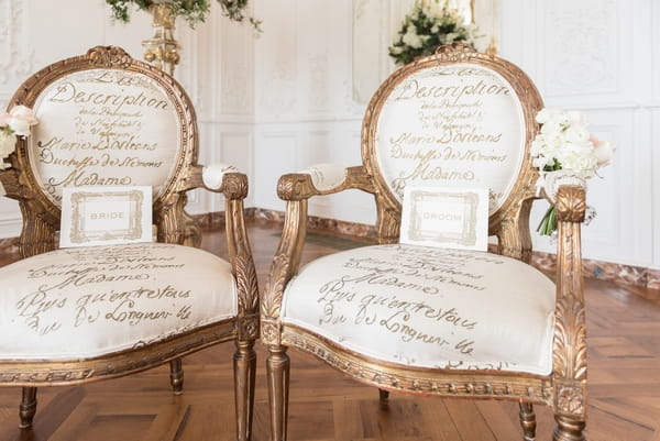 Elegant chairs for bride and groom