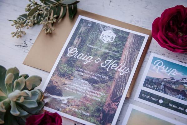 Glamping wedding stationery