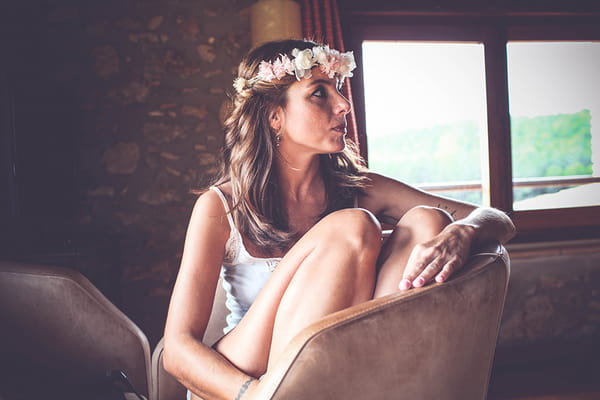 Bride sitting in chair