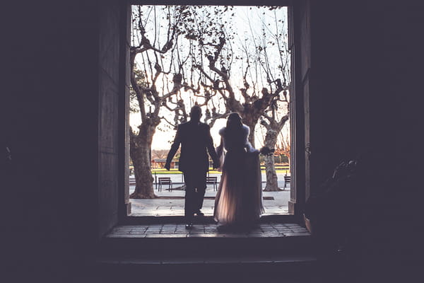 Father walking bride into church