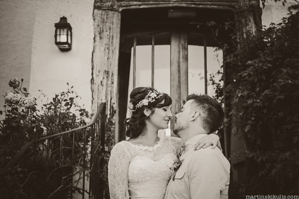 Bride and groom about to kiss