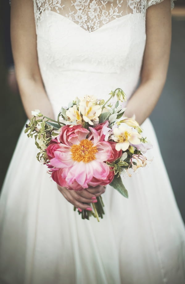 Bride holding bouquet