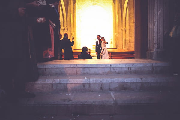 Bride and groom in wedding ceremony