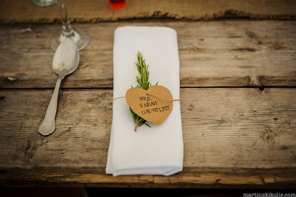 Rustic wedding place setting