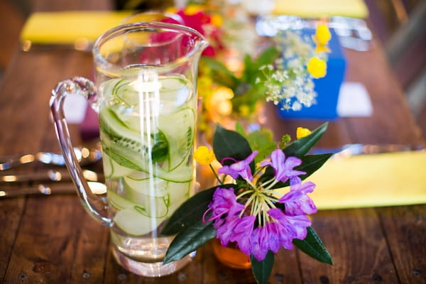 Jug of drink on wedding table