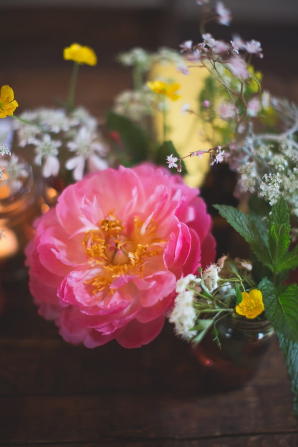 Flowers on wedding table