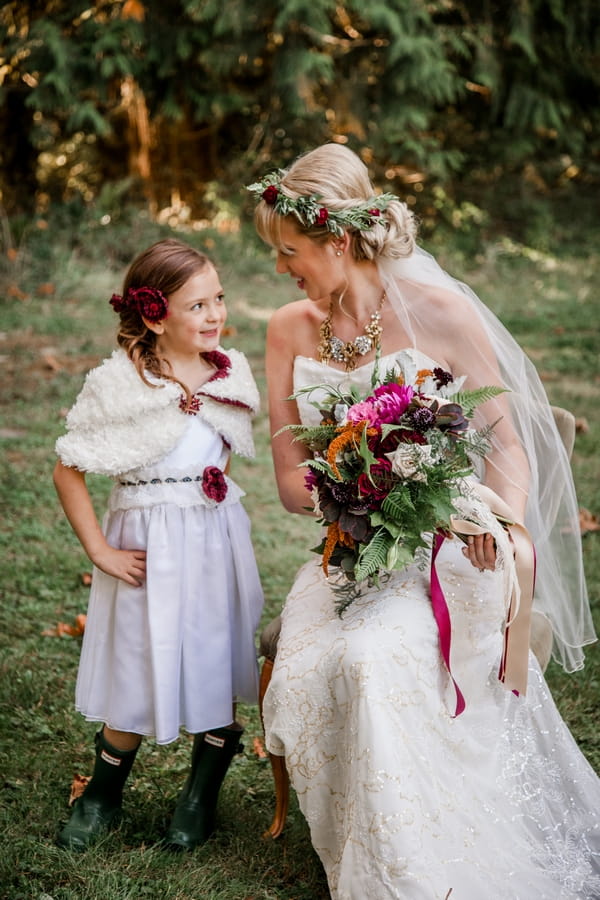 Bride and flower girl