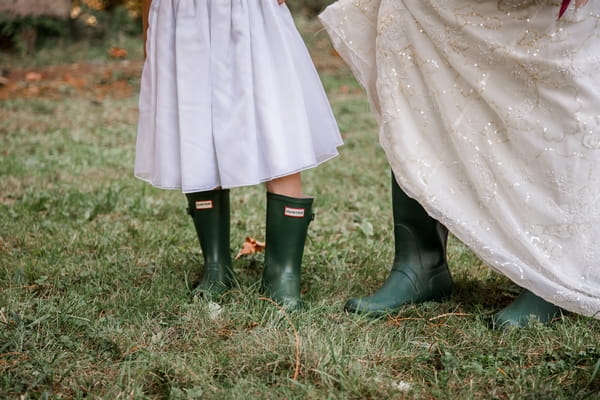 Bride and flower girl wellies