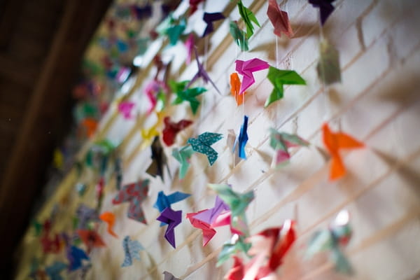 Coloured paper cranes