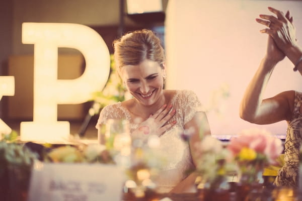 Bride laughing