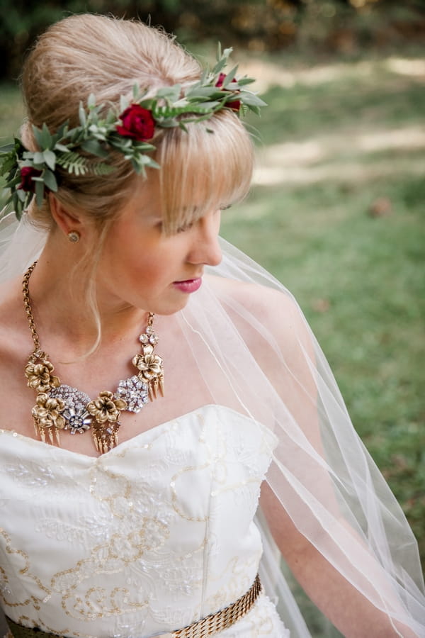 Bride with flower and leaf crown