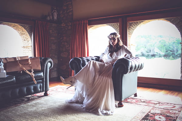 Bride sitting in chair