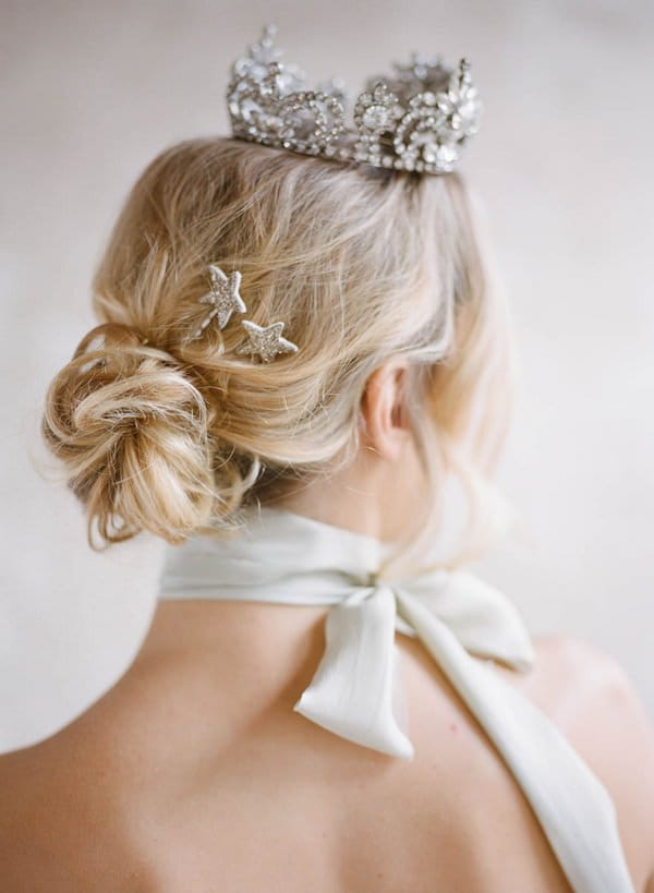 Back of bride's updo hairstyle