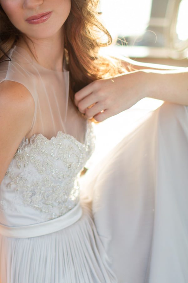 Detail on bride's dress