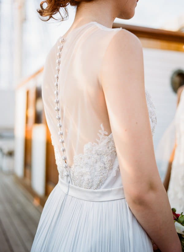 Detail on back of bride's dress