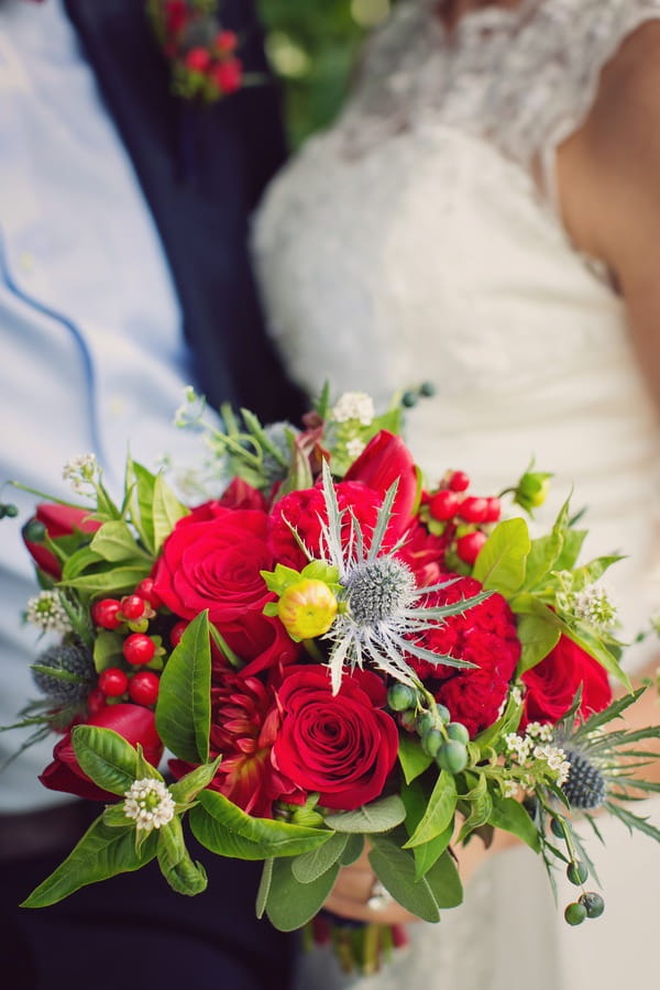 Bride's bright red bouquet