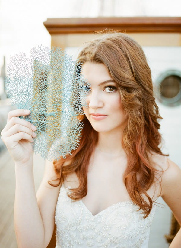 Bride with blue fan