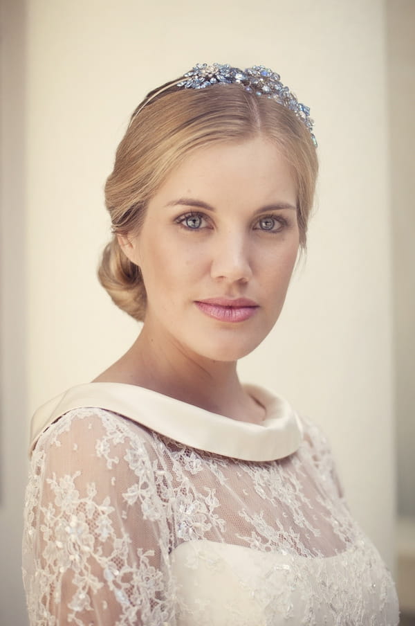 Lace detail on top of bride's dress