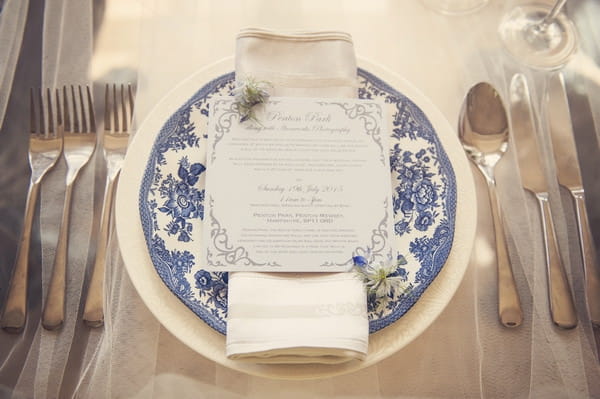 Napkin on blue plate