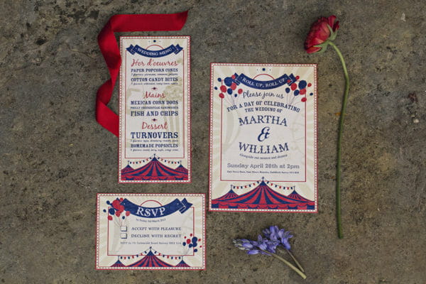 Carnival wedding stationery