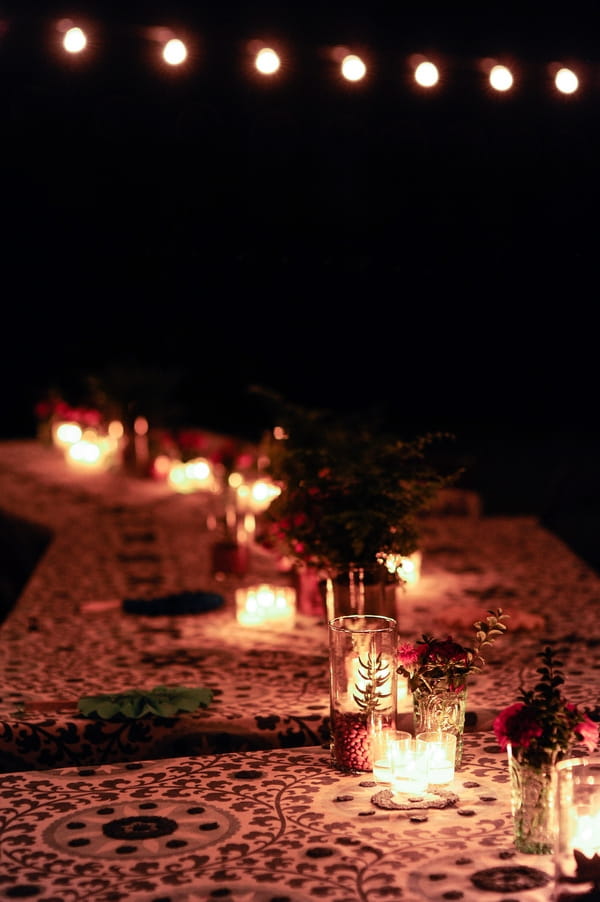 Candles and tealights on table