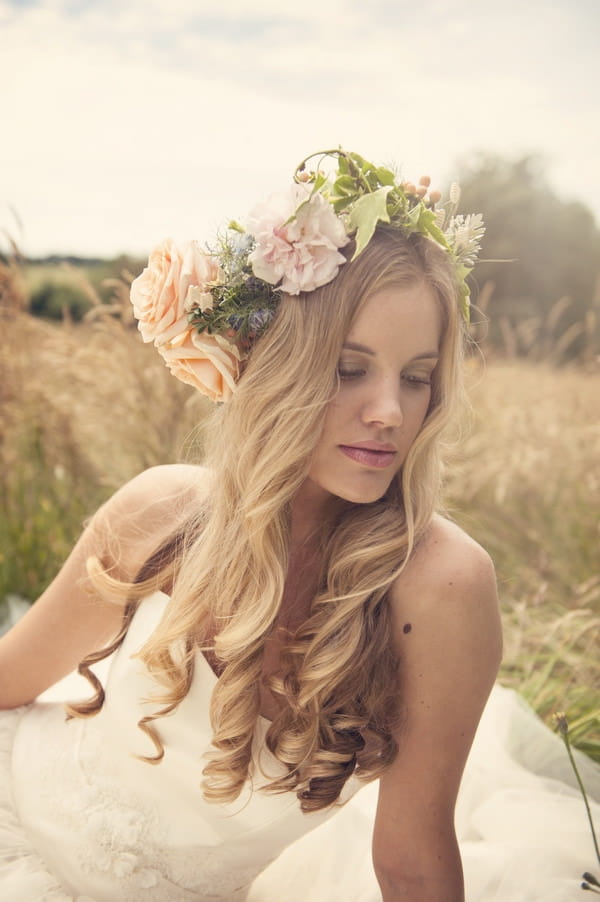 Boho bride with flower crown