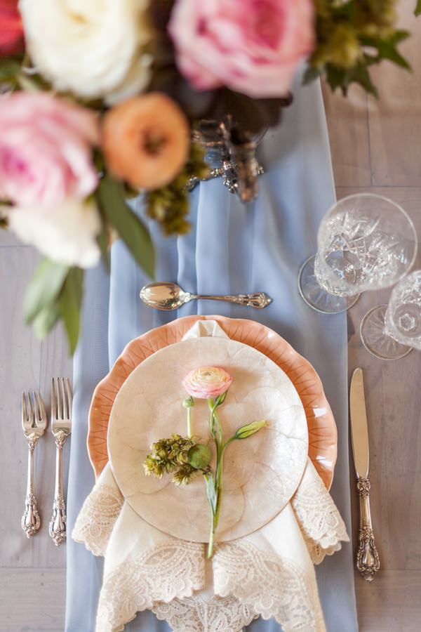 Romantic wedding place setting