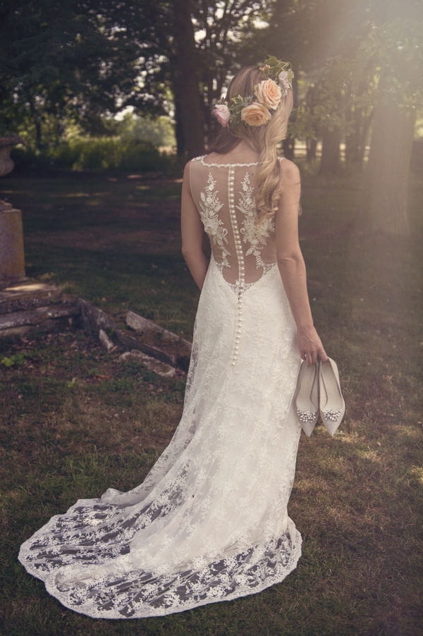 Lace detail on back of bride's dress