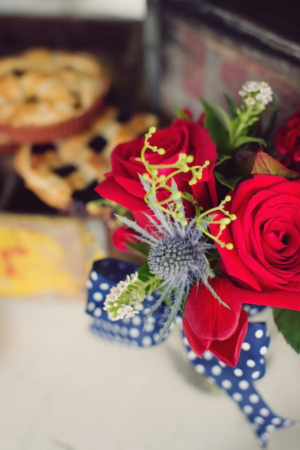 Red flowers and thistle