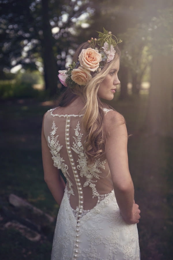 Lace detail on back of bride's dress